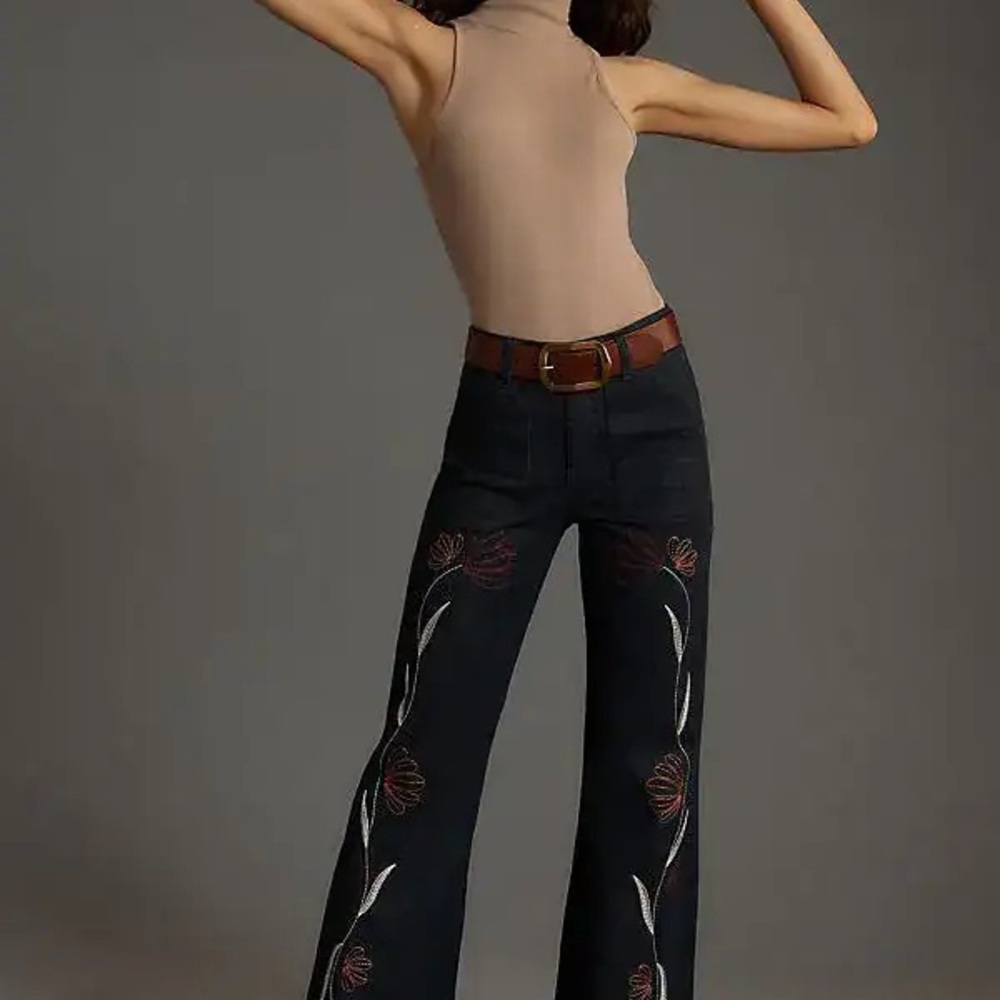 Seventy + Mochi Floral Queenie High Rise Wide Leg Jeans - Picture 1 of 8